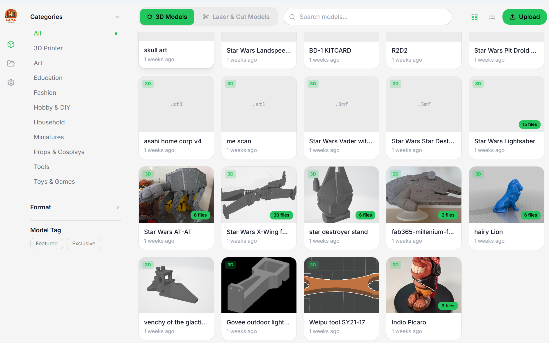 LAMA 3D Vault file catalogue and management